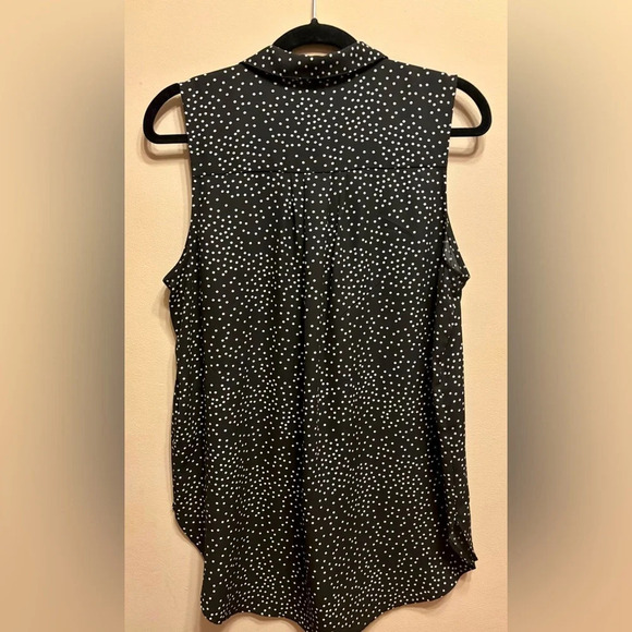 2/$15 - Dynamite Black & White Polka Dot Sleeveless Blouse – Zip Front - Picture 3 of 8